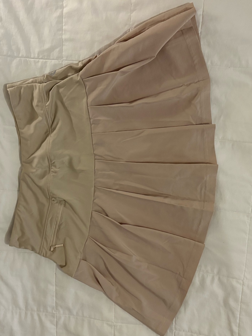 Beige Pleated Exercise Skort